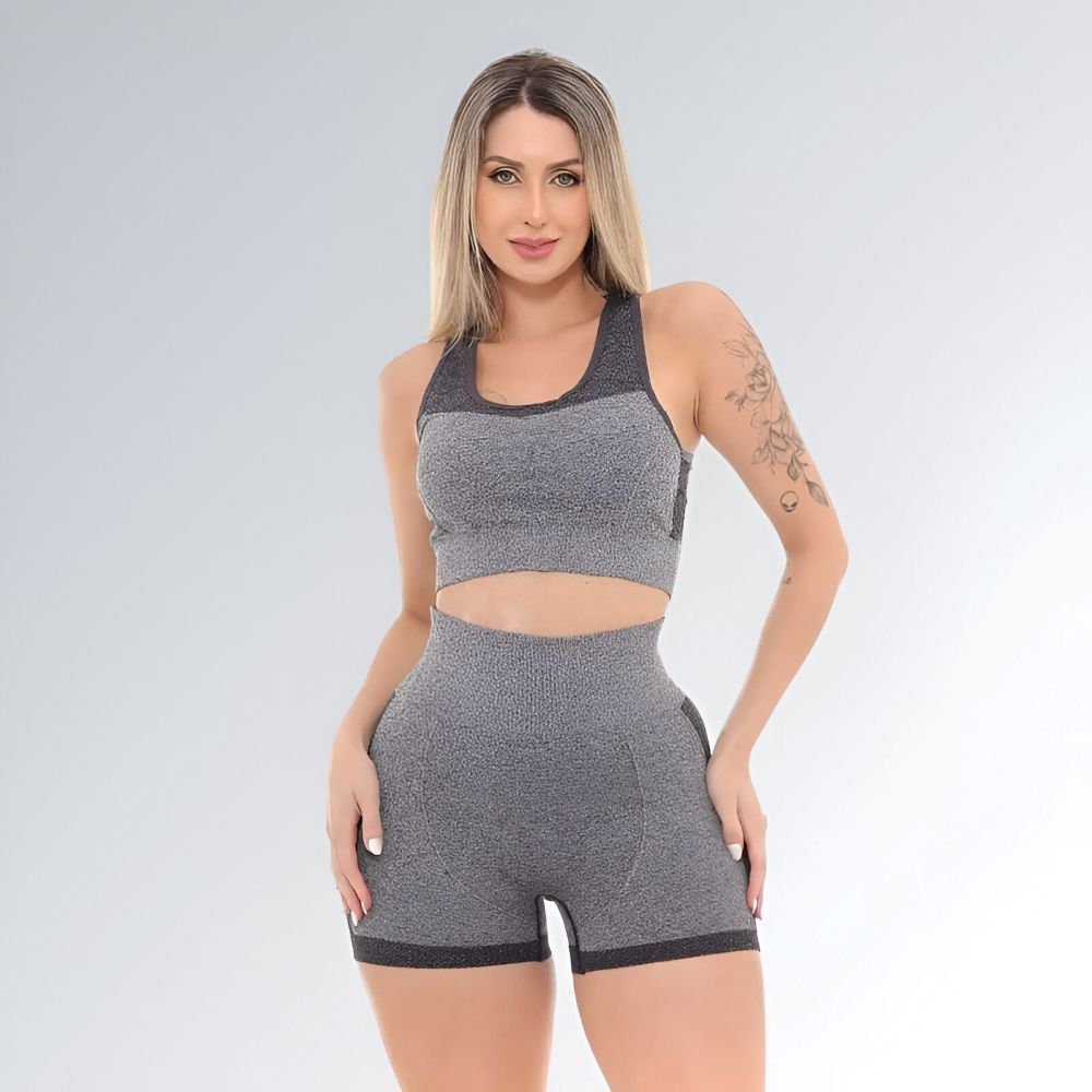 Conjunto Fitness Cinza Escuro Feminino Jz New Moda