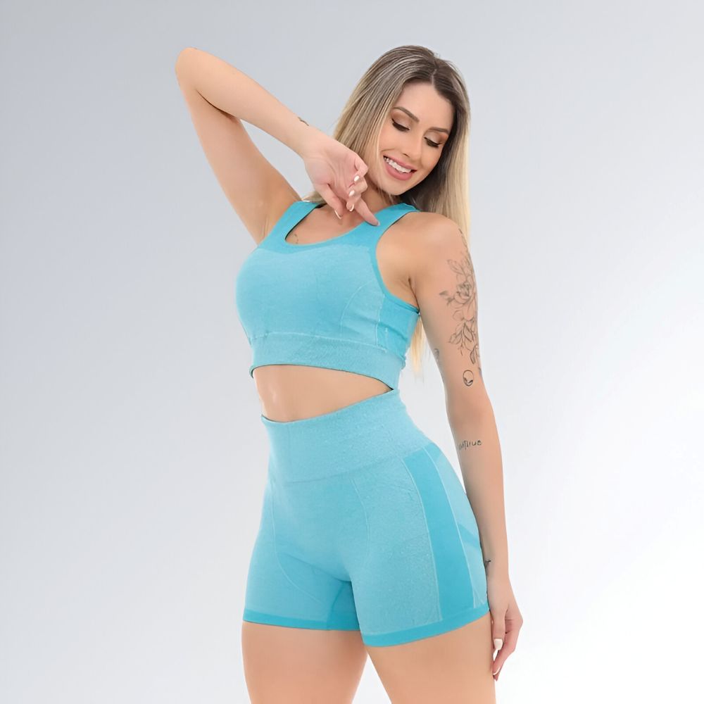 Conjunto Fitness Turquesa Feminino Jz New Moda