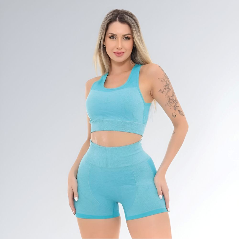 Conjunto Fitness Turquesa Feminino Jz New Moda