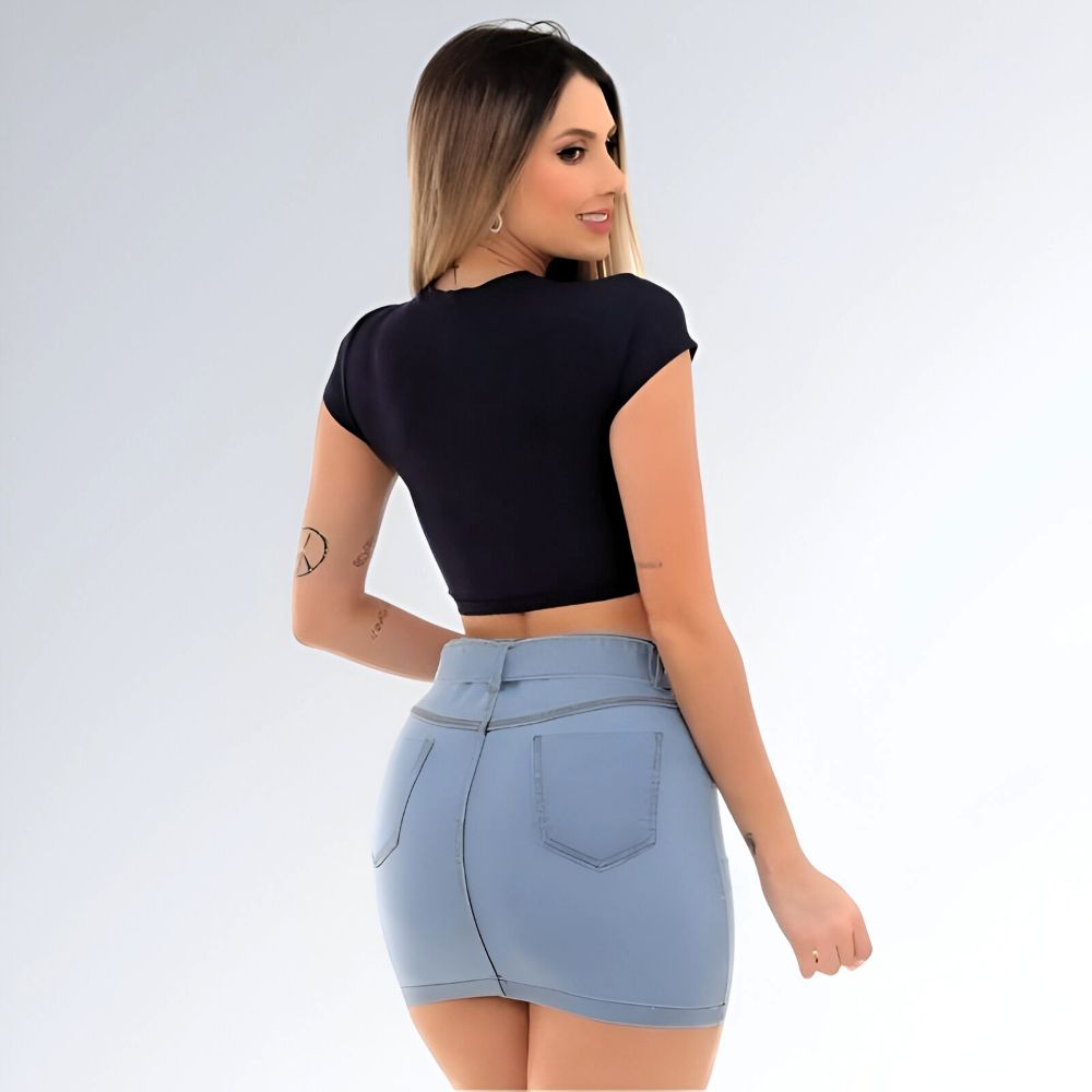 Mini Saia Jeans Cintura Alta - JZ NEW MODA