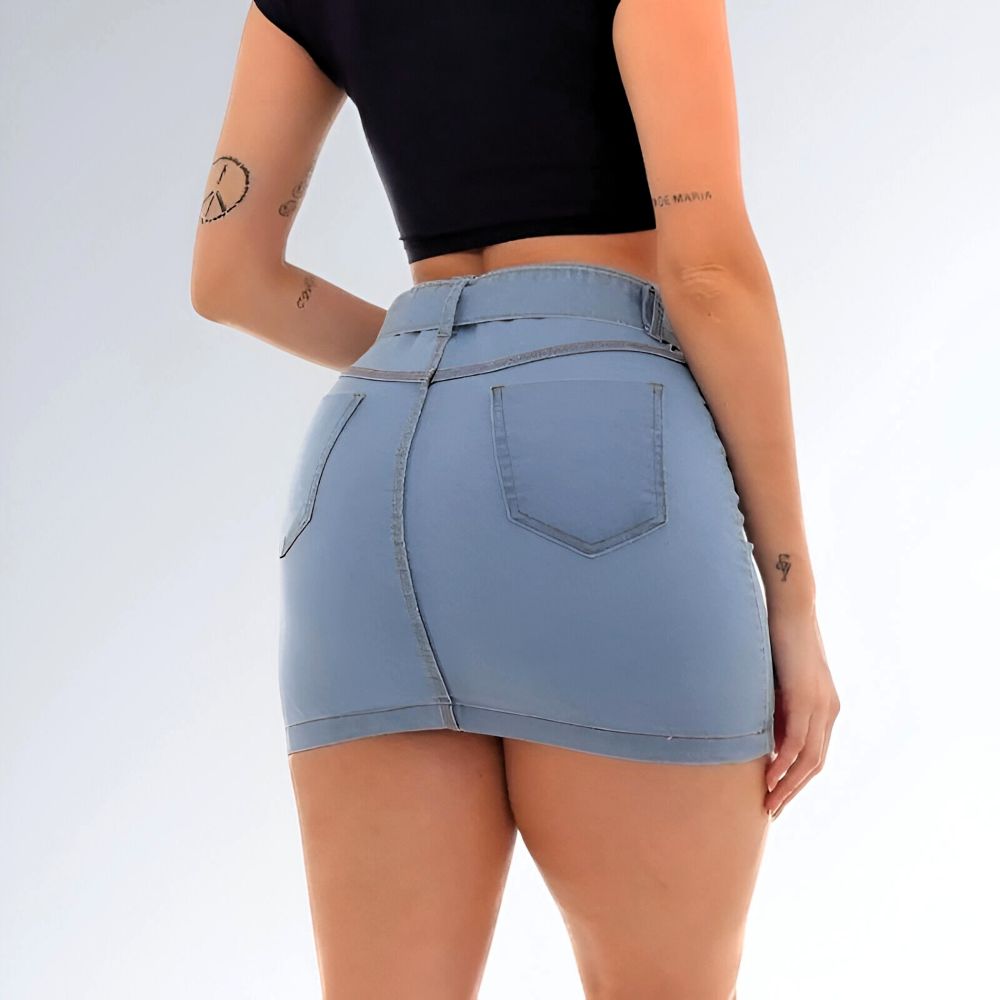 Mini Saia Jeans Cintura Alta - JZ NEW MODA