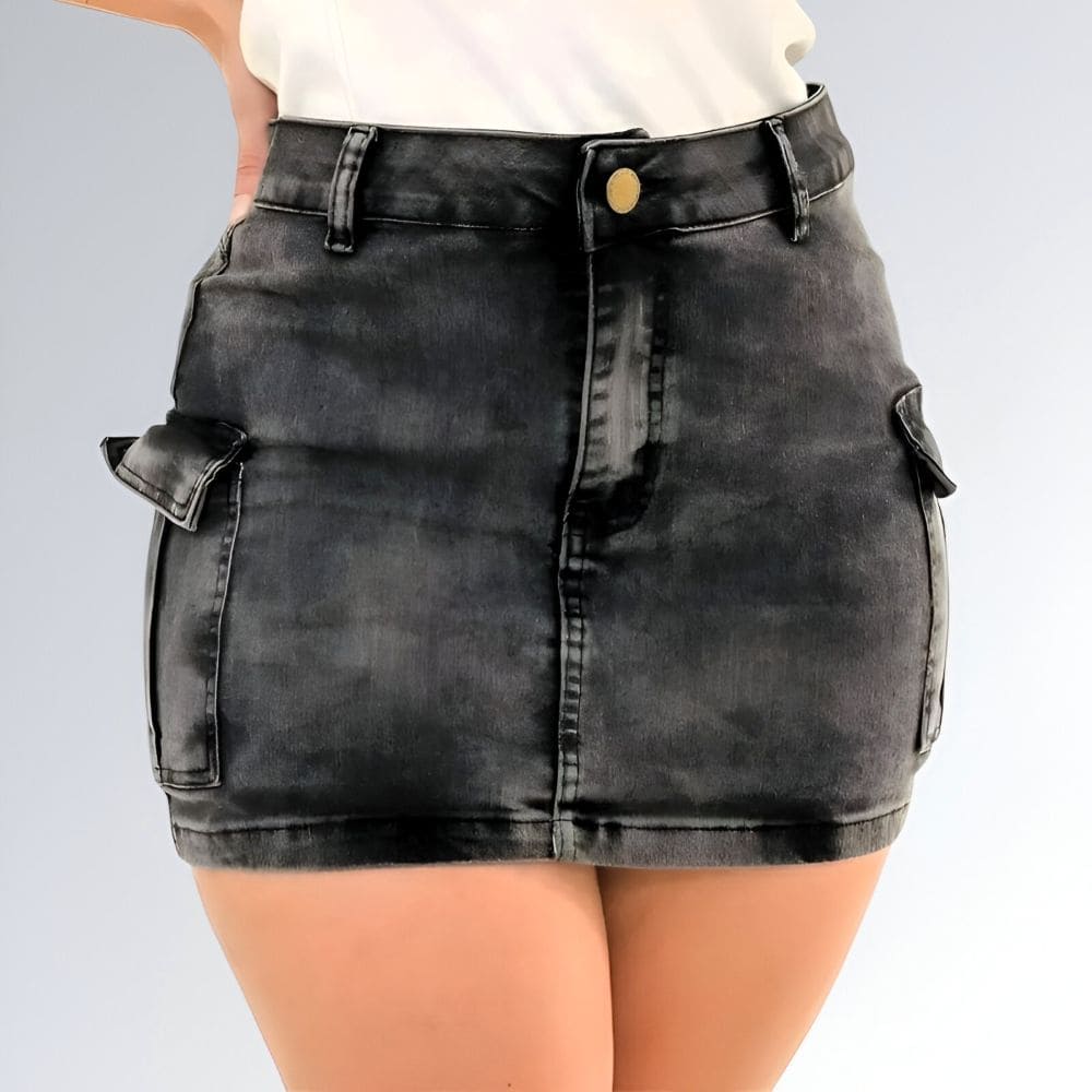 Mini Saia Jeans Grafite - JZ NEW MODA