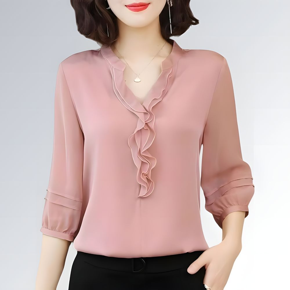 Blusa 3/4 Manga Decote V - JZ NEW MODA