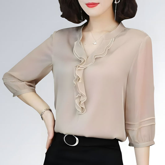 Blusa 3/4 Manga Decote V - JZ NEW MODA