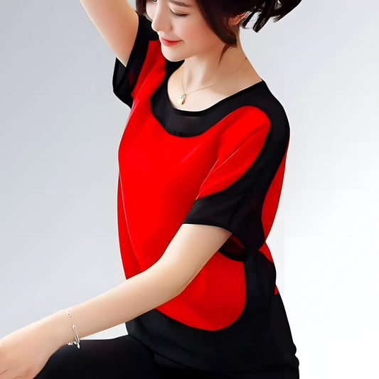 Blusa Manga Curta Chiffon - JZ NEW MODA
