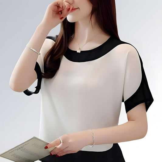 Blusa Manga Curta Chiffon - JZ NEW MODA