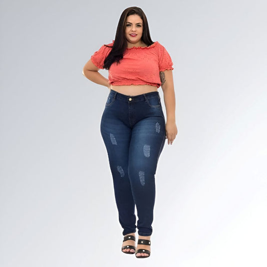 Calça Jeans Skinny Com Cinta Lipo Plus Size Cintura Alta Feminina Jz New Moda