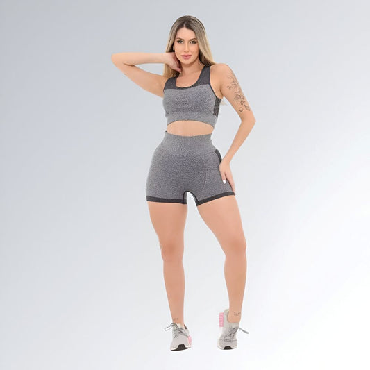 Conjunto Fitness Cinza Escuro Feminino Jz New Moda