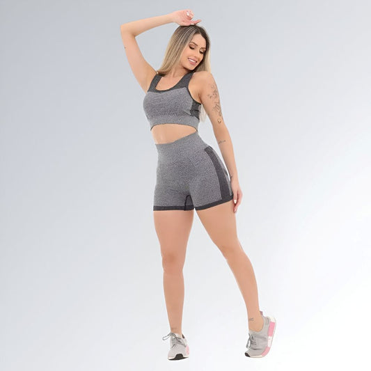 Conjunto Fitness Cinza Escuro Feminino Jz New Moda