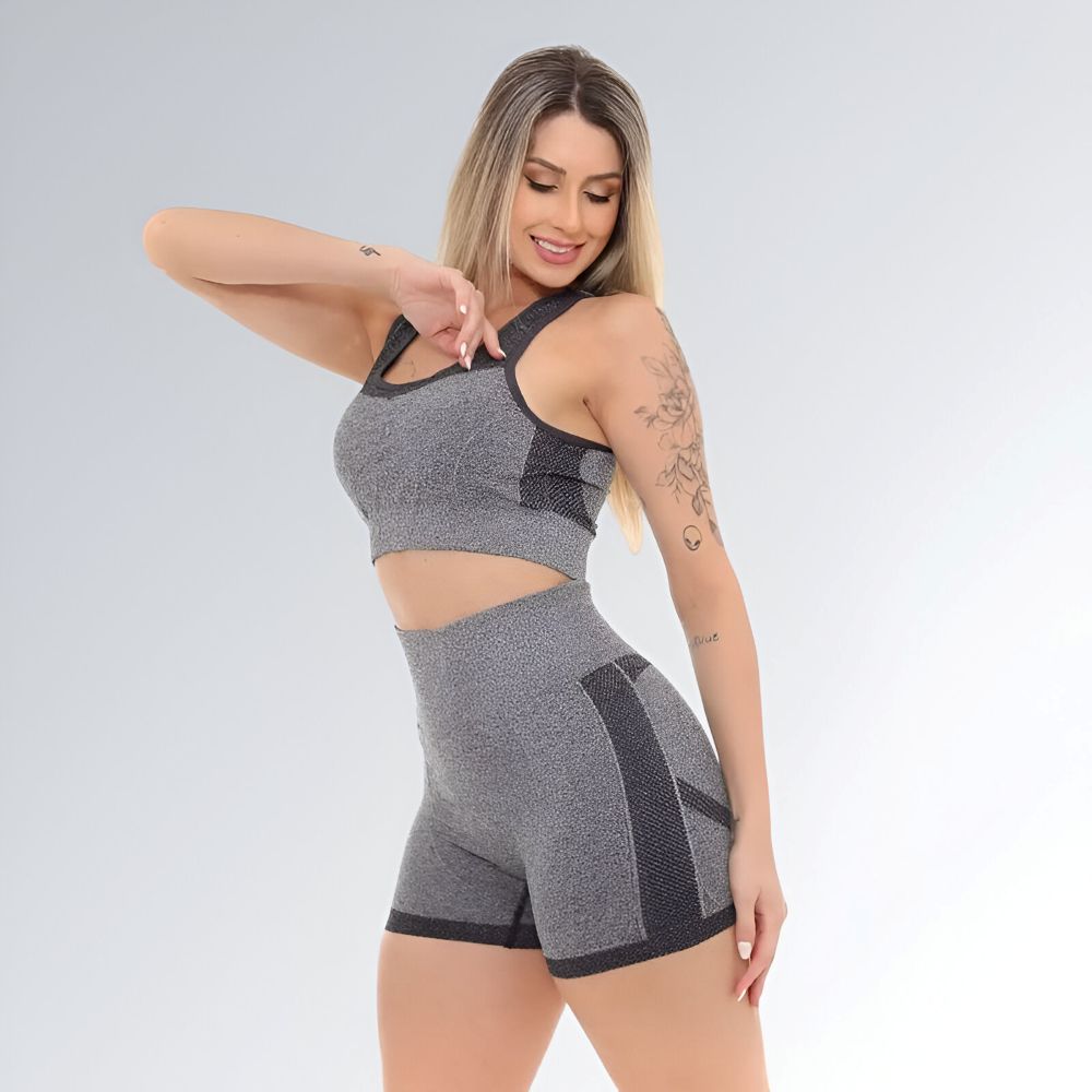 Conjunto Fitness Cinza Escuro Feminino Jz New Moda