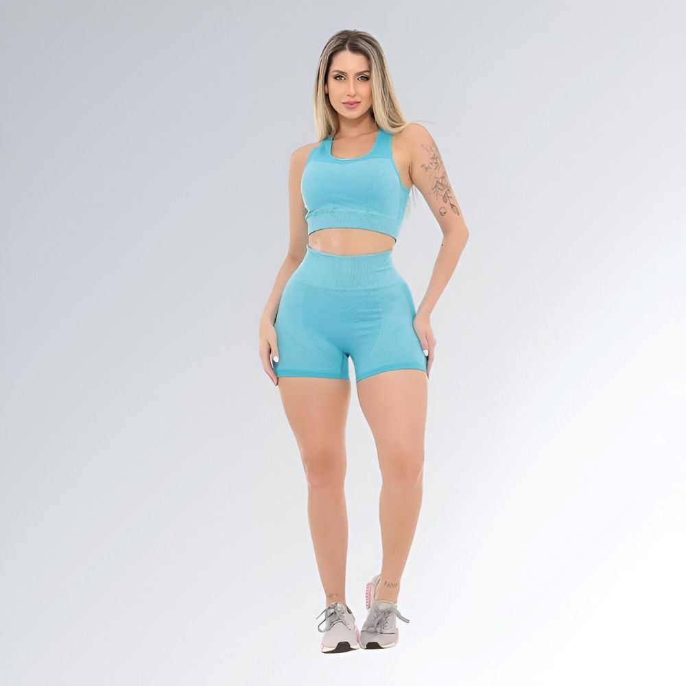 Conjunto Fitness Turquesa Feminino Jz New Moda