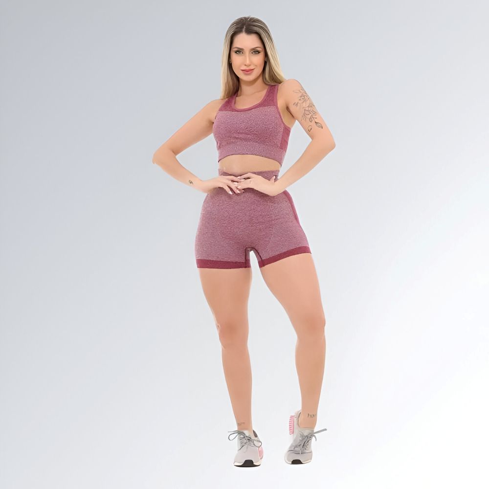 Conjunto Fitness Vermelho Marsala Feminino Jz New Moda