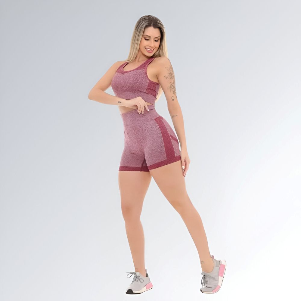 Conjunto Fitness Vermelho Marsala Feminino Jz New Moda