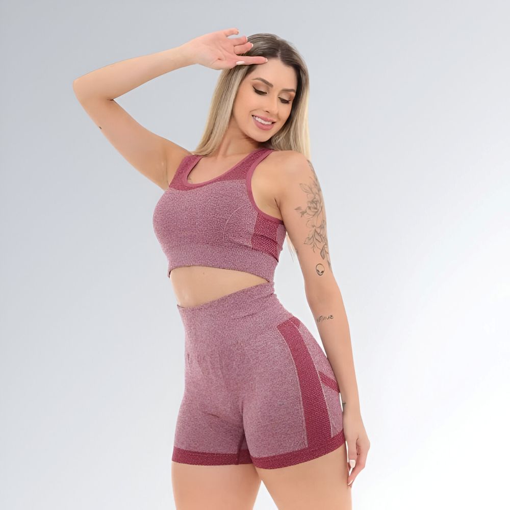 Conjunto Fitness Vermelho Marsala Feminino Jz New Moda