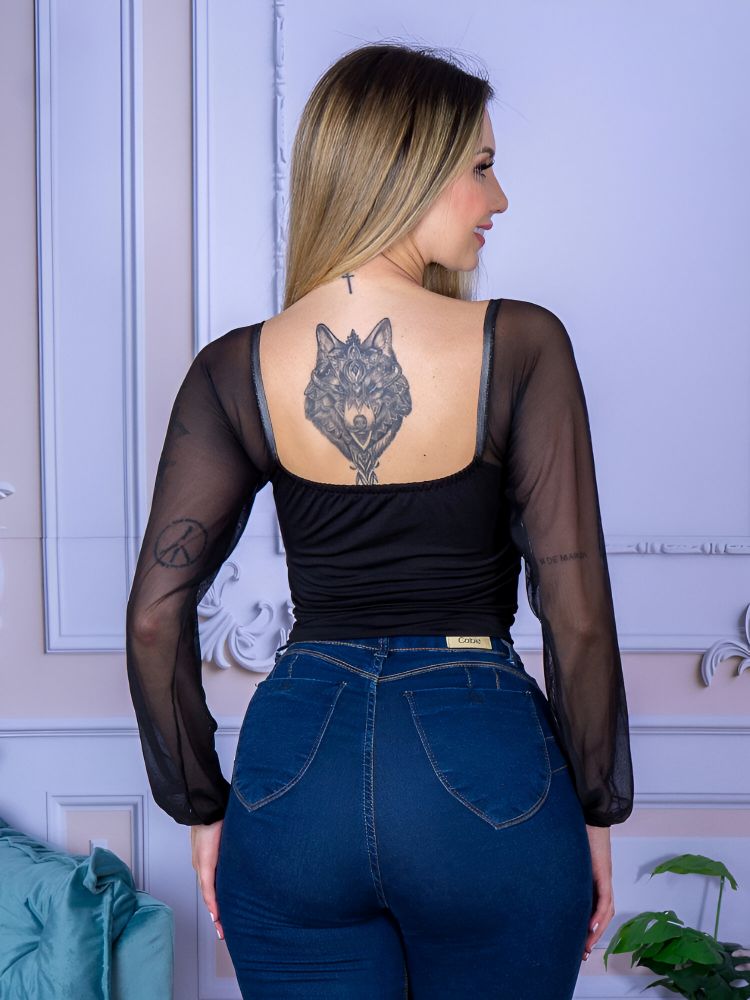 Cropped Tulê Manga - JZ NEW MODA